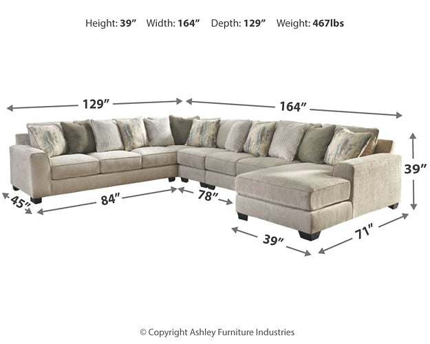 Ardsley 5-Piece Sectional with Chaise Smyrna Furniture Outlet