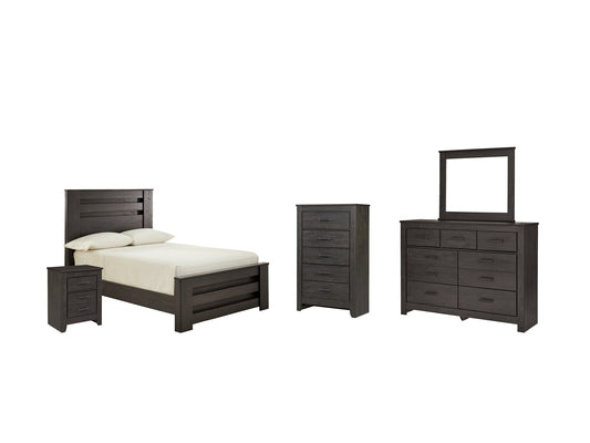 Brinxton Full Panel Bed with Mirrored Dresser, Chest and Nightstand Smyrna Furniture Outlet