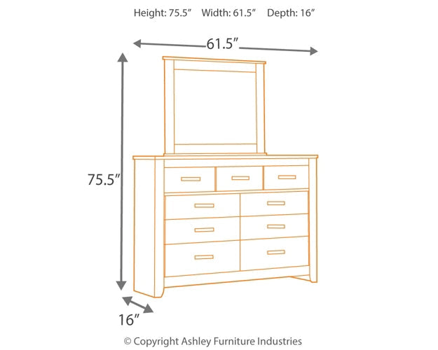 Brinxton Full Panel Bed with Mirrored Dresser Smyrna Furniture Outlet