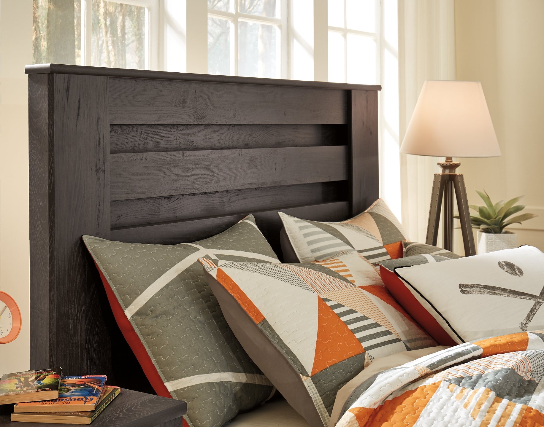 Brinxton Full Panel Headboard with Mirrored Dresser, Chest and 2 Nightstands Smyrna Furniture Outlet