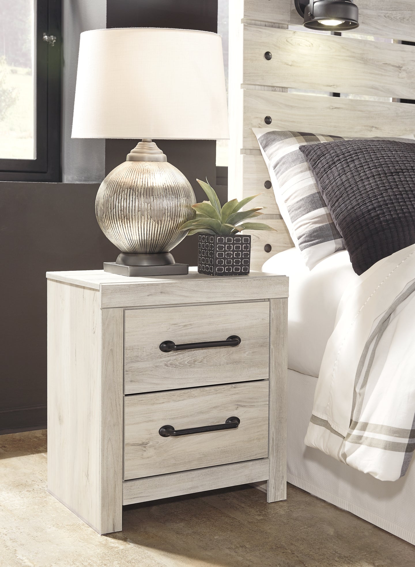 Cambeck Queen Panel Bed with 4 Storage Drawers with Mirrored Dresser, Chest and 2 Nightstands Smyrna Furniture Outlet