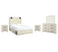 Cambeck Queen Panel Bed with 4 Storage Drawers with Mirrored Dresser and 2 Nightstands Smyrna Furniture Outlet