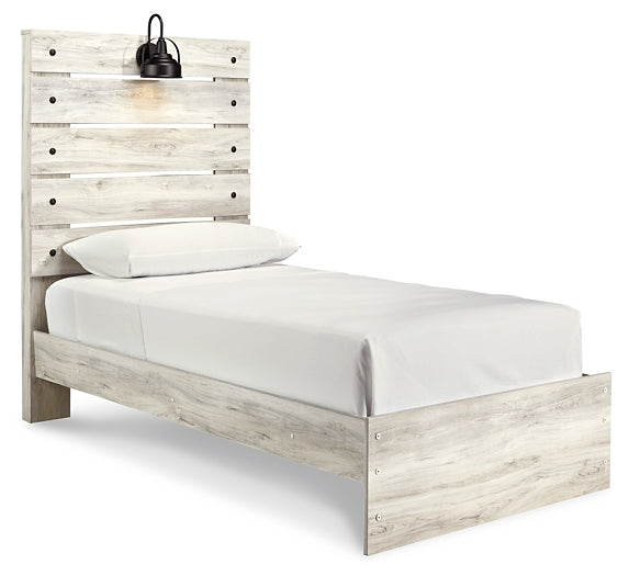 Cambeck Twin Panel Bed with Mirrored Dresser, Chest and 2 Nightstands Smyrna Furniture Outlet