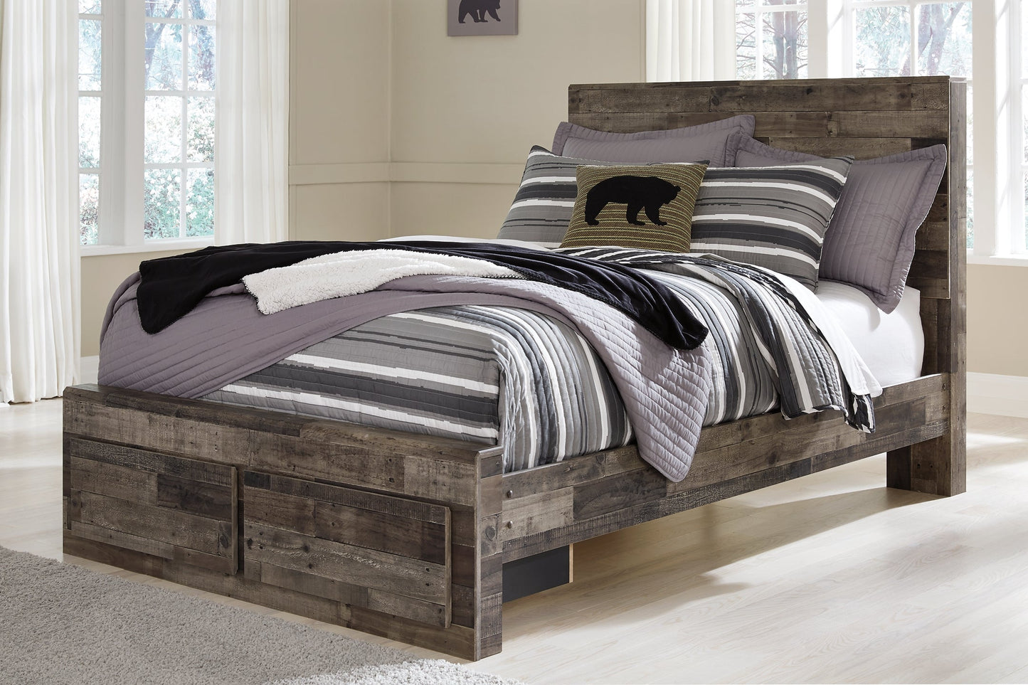 Derekson Full Panel Bed with 2 Storage Drawers with Dresser Smyrna Furniture Outlet