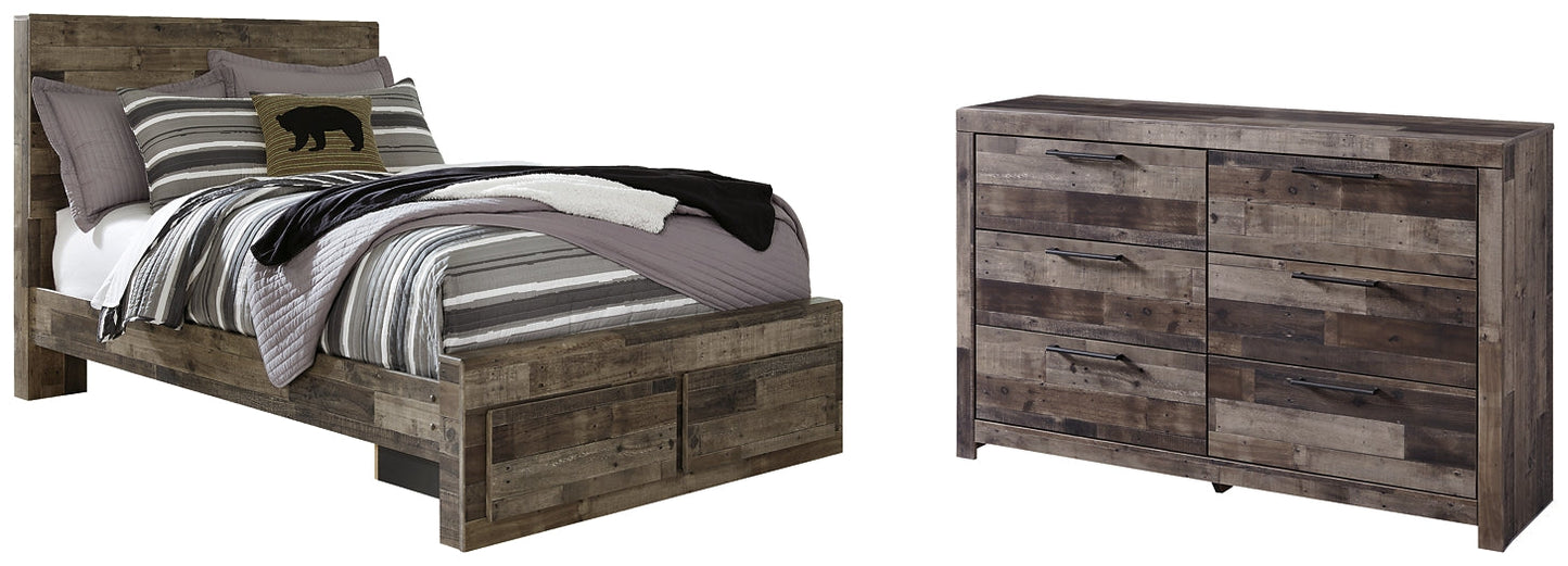 Derekson Full Panel Bed with 2 Storage Drawers with Dresser Smyrna Furniture Outlet