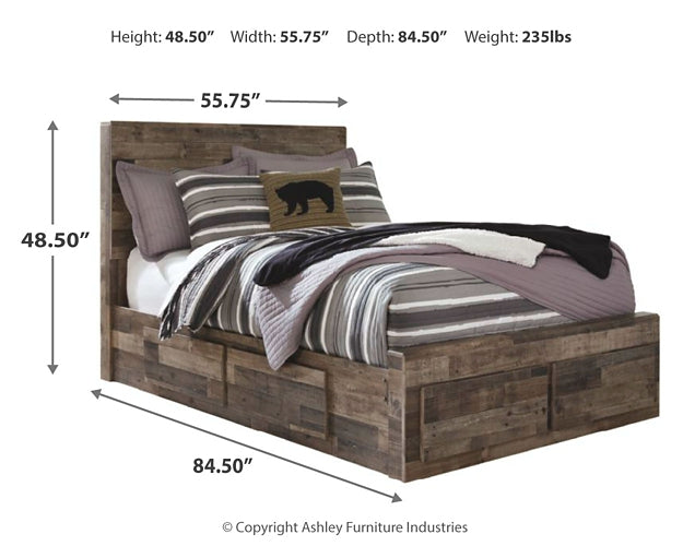 Derekson Full Panel Bed with 6 Storage Drawers with Mirrored Dresser, Chest and 2 Nightstands Smyrna Furniture Outlet