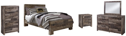 Derekson Full Panel Bed with Mirrored Dresser, Chest and Nightstand Smyrna Furniture Outlet