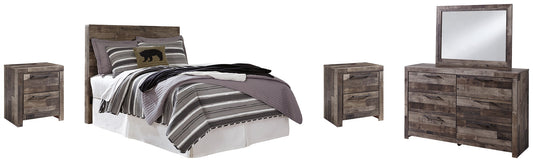 Derekson Full Panel Headboard with Mirrored Dresser and 2 Nightstands Smyrna Furniture Outlet
