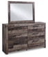 Derekson King Panel Headboard with Mirrored Dresser, Chest and Nightstand Smyrna Furniture Outlet