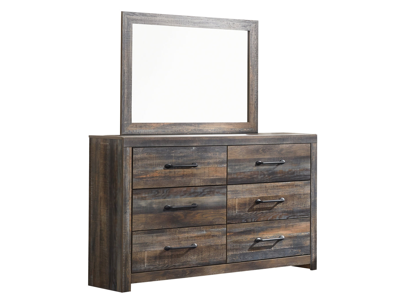 Drystan Full Bookcase Headboard with Mirrored Dresser and 2 Nightstands Smyrna Furniture Outlet