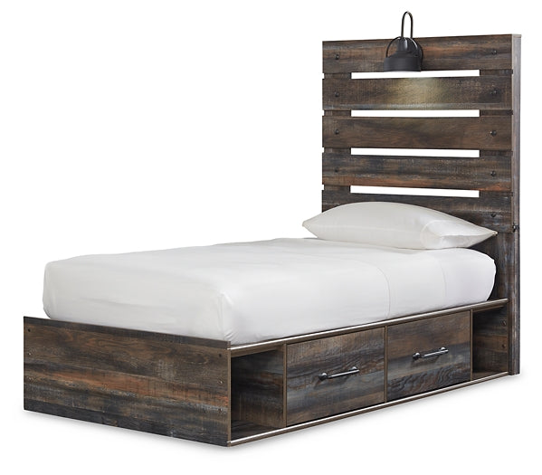 Drystan Full Panel Bed with 4 Storage Drawers with Mirrored Dresser, Chest and Nightstand Smyrna Furniture Outlet