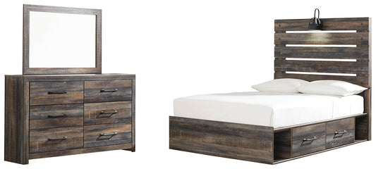 Drystan Full Panel Bed with 4 Storage Drawers with Mirrored Dresser Smyrna Furniture Outlet