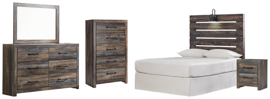 Drystan Full Panel Headboard with Mirrored Dresser, Chest and Nightstand Smyrna Furniture Outlet