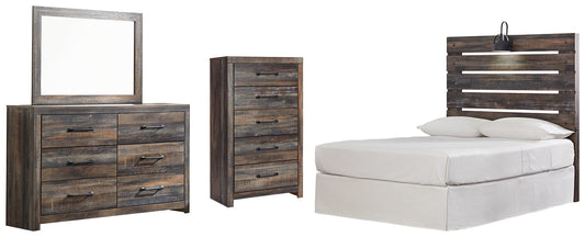 Drystan Full Panel Headboard with Mirrored Dresser and Chest Smyrna Furniture Outlet