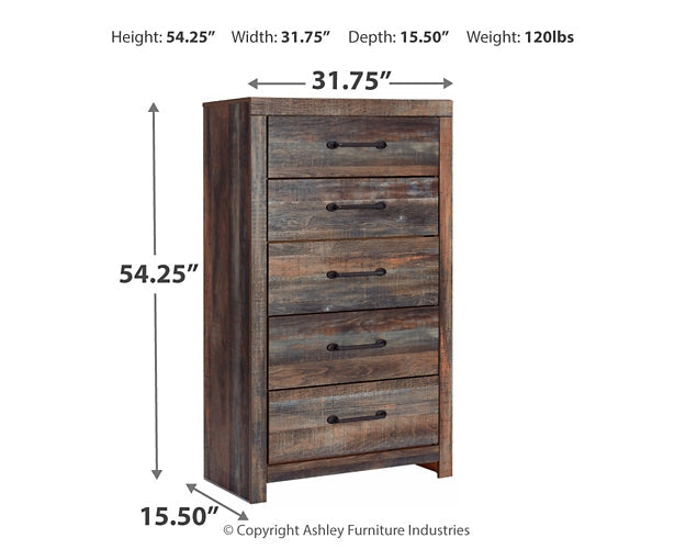 Drystan Queen Bookcase Bed with 2 Storage Drawers with Mirrored Dresser and Chest Smyrna Furniture Outlet