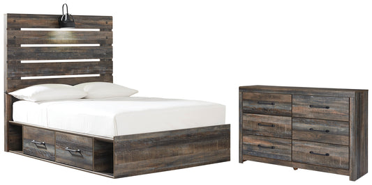 Drystan Twin Panel Bed with 2 Storage Drawers with Dresser Smyrna Furniture Outlet