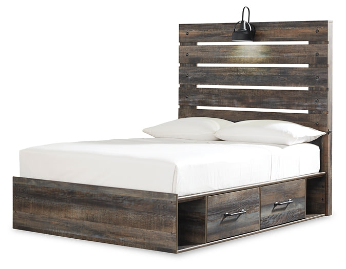 Drystan Twin Panel Bed with 2 Storage Drawers with Mirrored Dresser Smyrna Furniture Outlet
