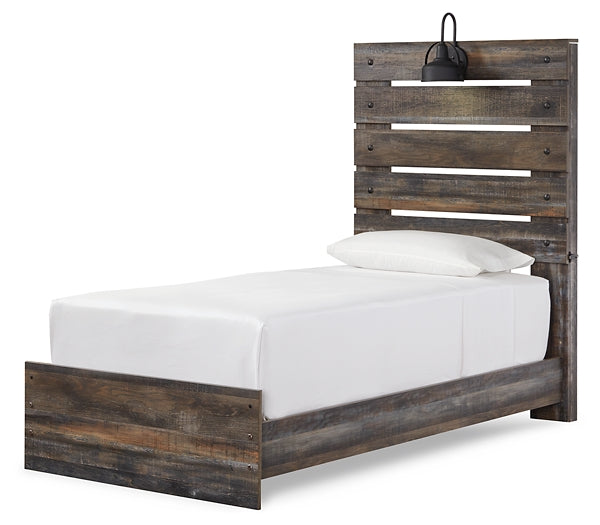 Drystan Twin Panel Bed with Mirrored Dresser, Chest and 2 Nightstands Smyrna Furniture Outlet