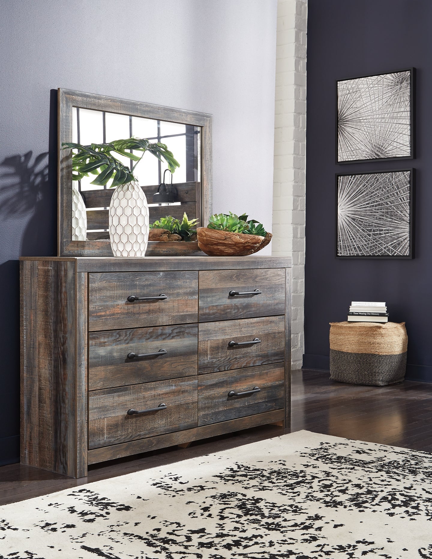 Drystan Twin Panel Bed with Mirrored Dresser Smyrna Furniture Outlet