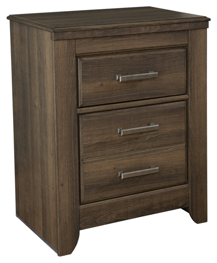 Juararo King Panel Bed with Mirrored Dresser, Chest and Nightstand Smyrna Furniture Outlet