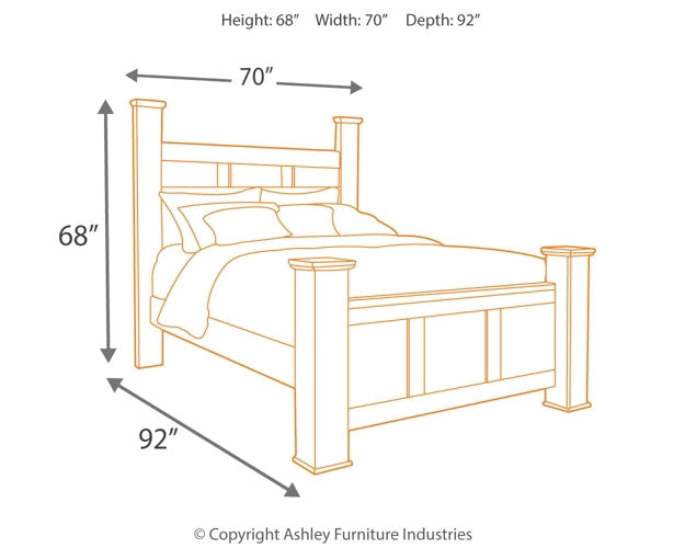 Juararo Queen Poster Bed with Mirrored Dresser Smyrna Furniture Outlet