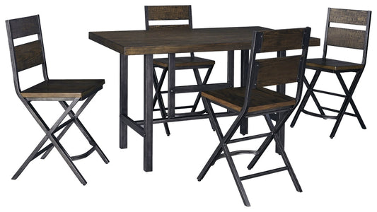 Kavara Counter Height Dining Table and 4 Barstools Smyrna Furniture Outlet