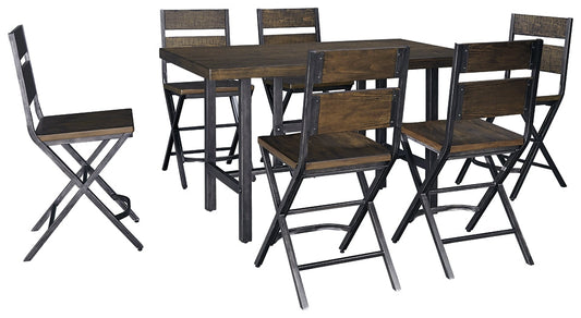 Kavara Counter Height Dining Table and 6 Barstools Smyrna Furniture Outlet
