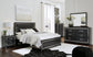 Kaydell Queen/Full Upholstered Panel Headboard with Mirrored Dresser and 2 Nightstands Smyrna Furniture Outlet