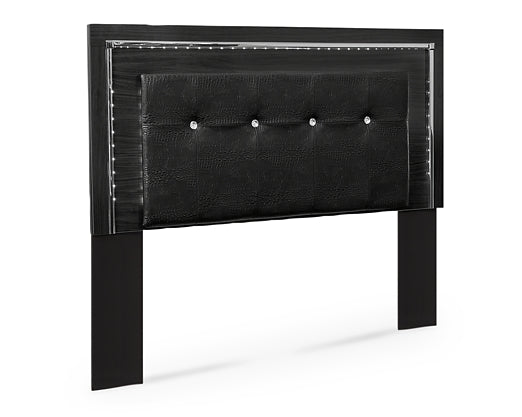 Kaydell Queen/Full Upholstered Panel Headboard with Mirrored Dresser and 2 Nightstands Smyrna Furniture Outlet