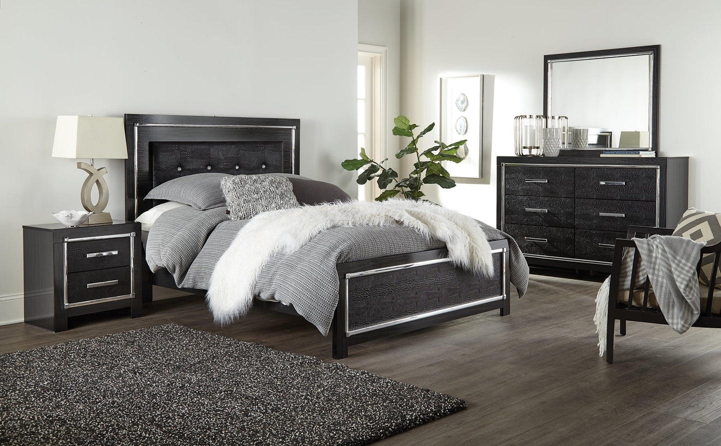 Kaydell Queen Upholstered Panel Bed with Dresser Smyrna Furniture Outlet