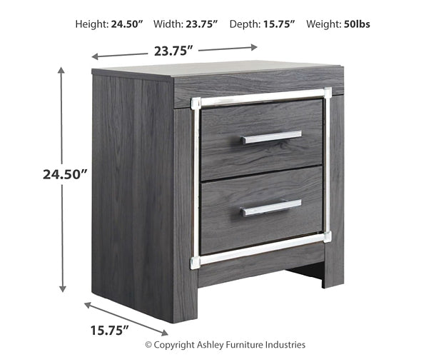 Lodanna Full Panel Bed with 2 Storage Drawers with Mirrored Dresser, Chest and 2 Nightstands Smyrna Furniture Outlet