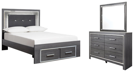 Lodanna Full Panel Bed with 2 Storage Drawers with Mirrored Dresser Smyrna Furniture Outlet