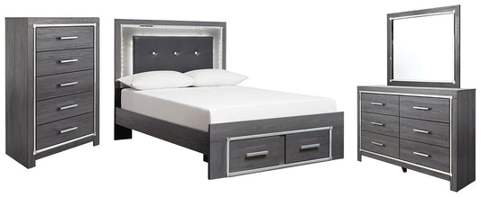 Lodanna Full Panel Bed with 2 Storage Drawers with Mirrored Dresser and Chest Smyrna Furniture Outlet