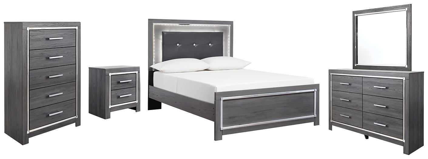 Lodanna Full Panel Bed with Mirrored Dresser, Chest and Nightstand Smyrna Furniture Outlet