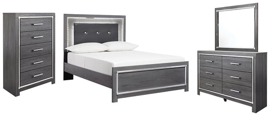 Lodanna Full Panel Bed with Mirrored Dresser and Chest Smyrna Furniture Outlet