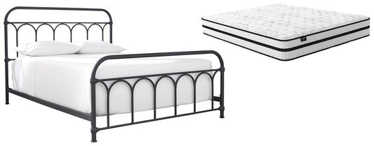 Nashburg Queen Metal Bed with Mattress