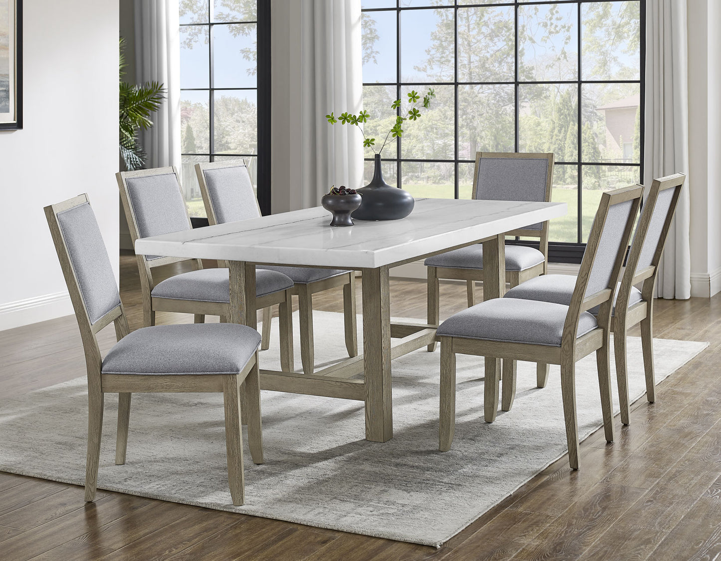 Carena 78-inch White Marble Table