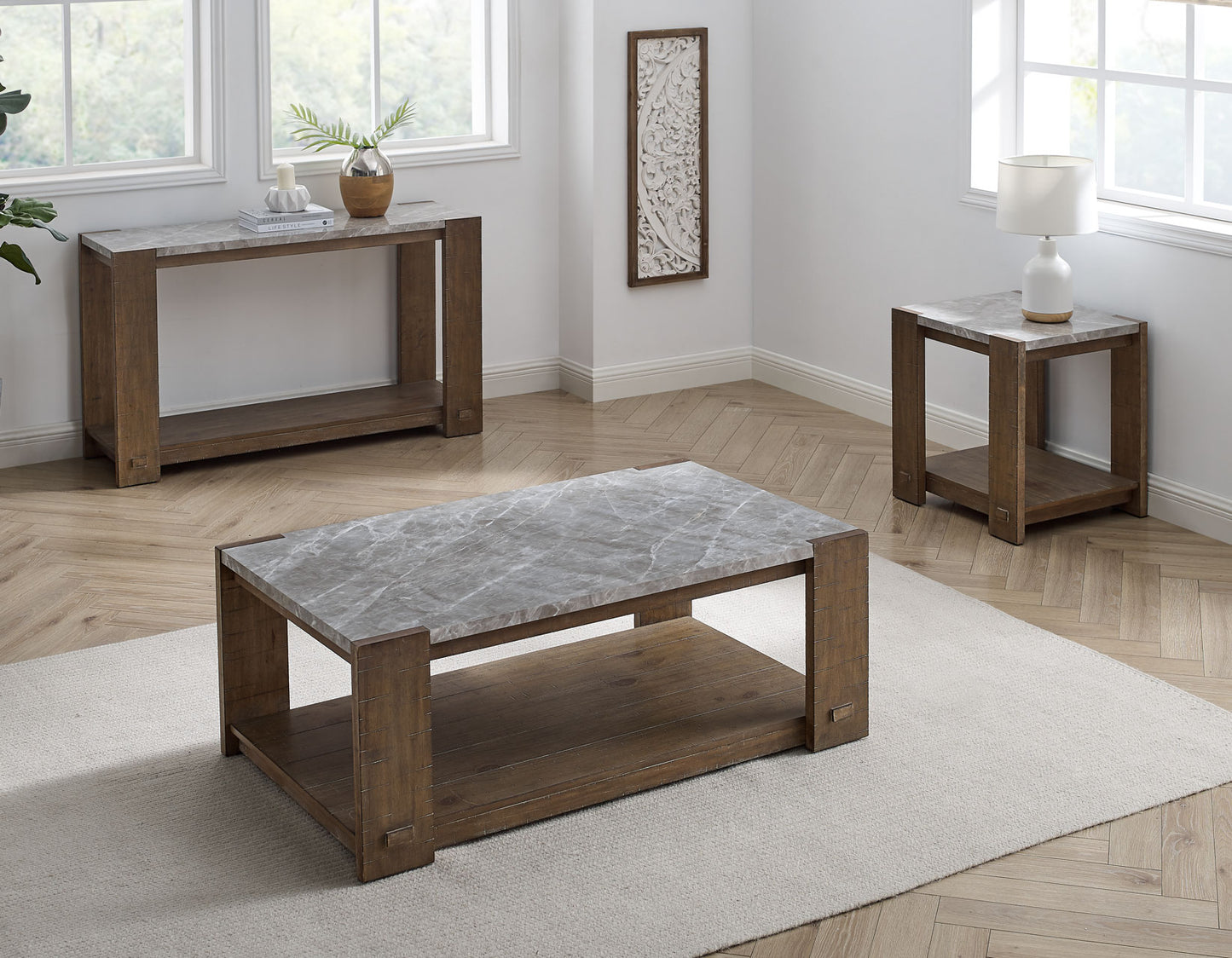 Libby Sintered Stone Coffee Table w/Casters