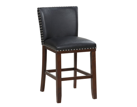 Tiffany 24″ Counter Stool, Black Vegan Leather