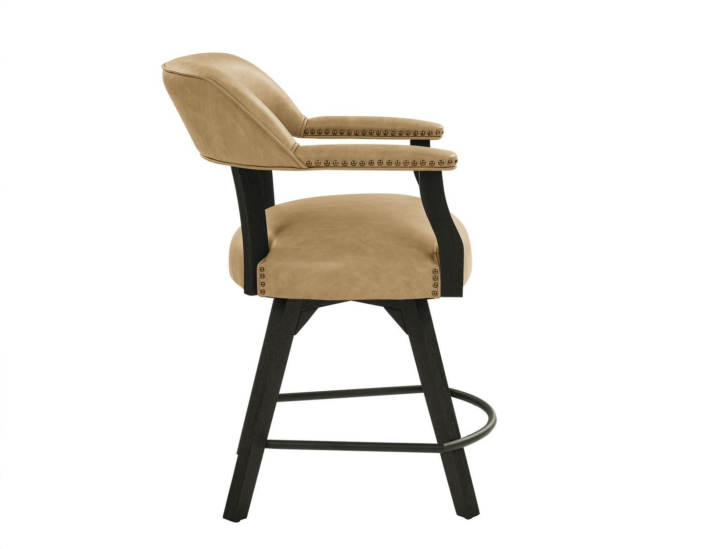 Rylie 24″ Counter Captains Chair, Black Finish with Sand Vegan Leather