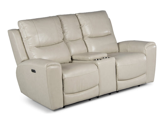 Laurel Dual-Power Reclining Console Loveseat, Ivory