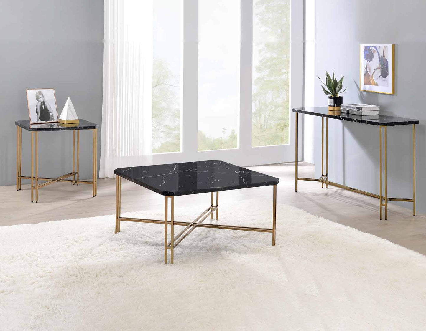 Daxton Faux-Marble Top Cocktail Table