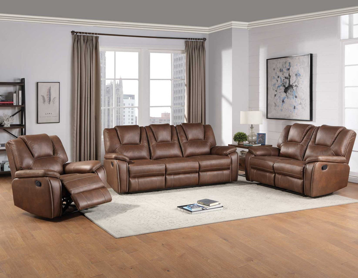 Katrine Manual Reclining Sofa, Brown