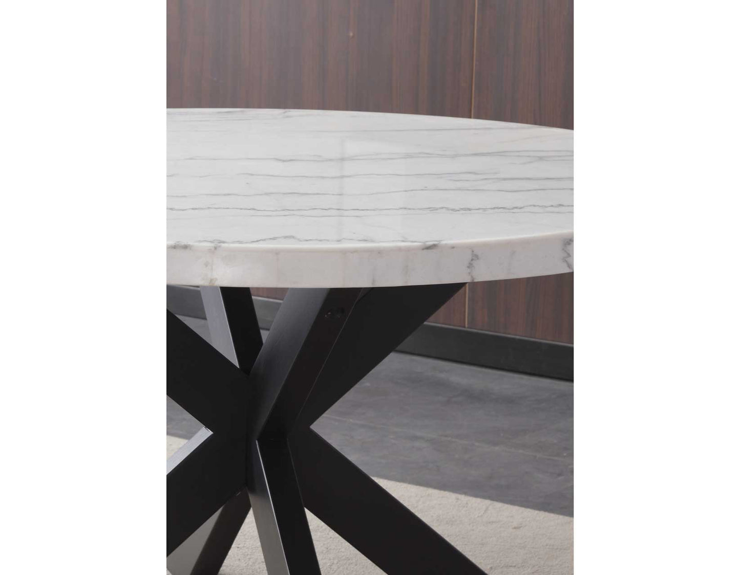 Xena 52-inch Round Dining Table, White Marble Top