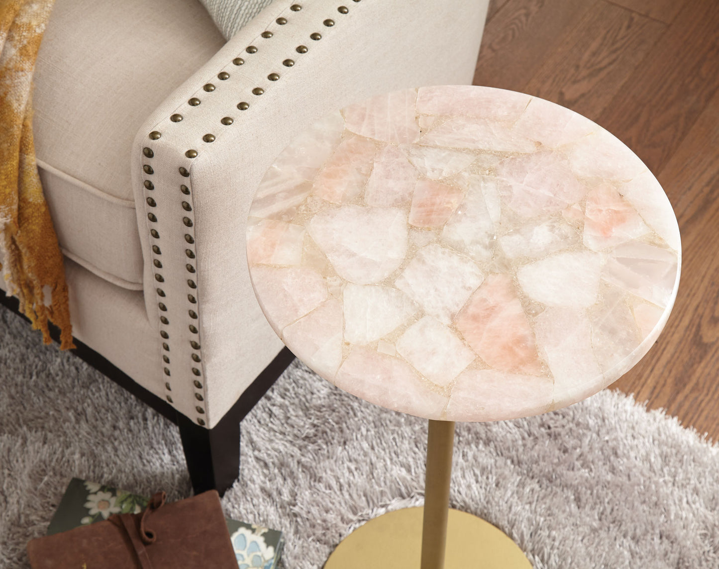 Rosie Rose Quartz Top Chairside End Table