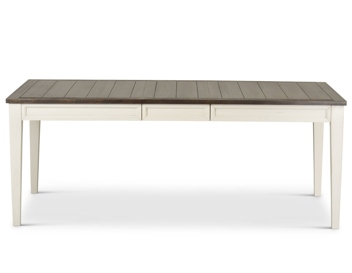 Cayla 64-80 inch Table w/16″ Leaf – Dark Oak& White