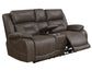 Aria Dual-Power Reclining Console Loveseat, Saddle Brown