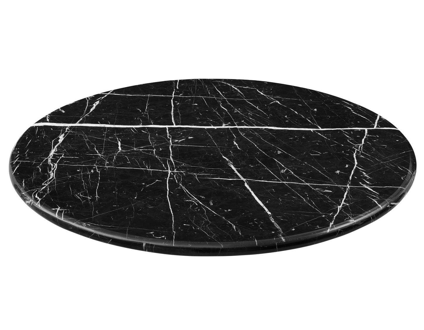 Colfax 45 inch Round Black Marquina Marble Top/White Base Dining Table