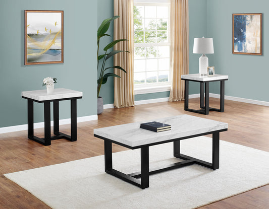 Lucca 3-Piece Marble Top Set(Cocktail & 2 End Tables)