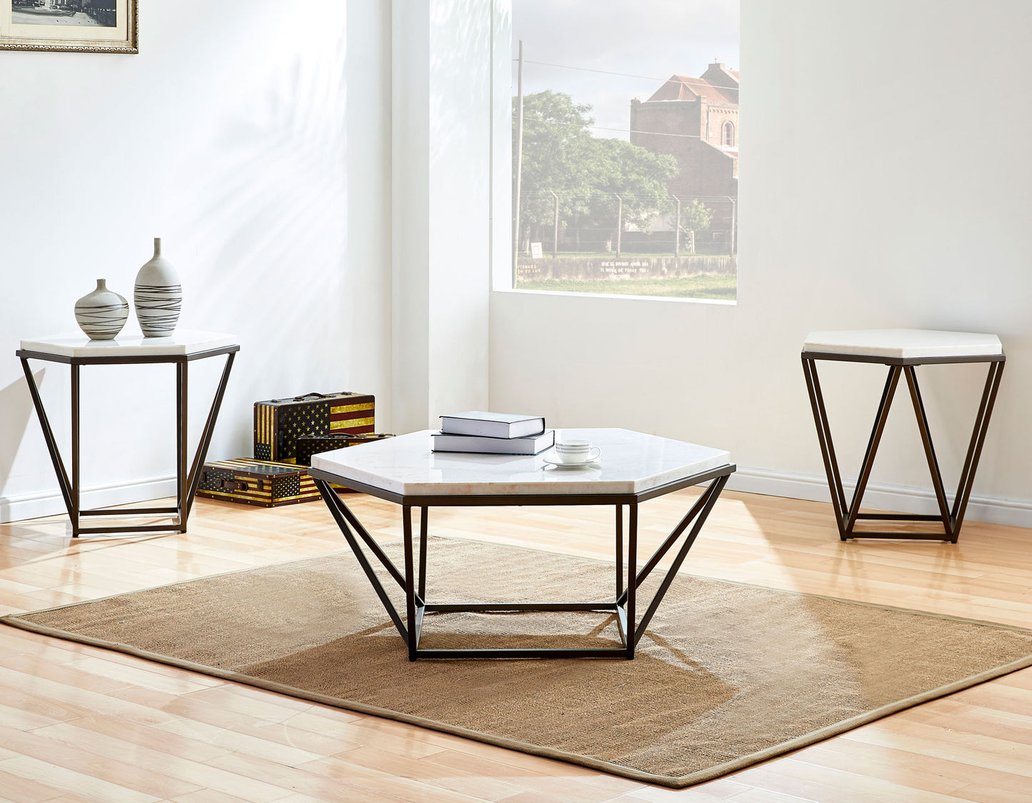 Corvus 3-Piece Marble Top Set
(Cocktail & 2 End Tables)